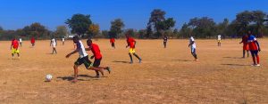 Soccer teams in action.